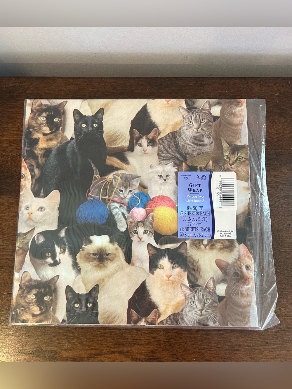 Vintage 1980 & 1994 Hallmark Ambassador Flat Gift Wrap Paper Cats Kittens *Read